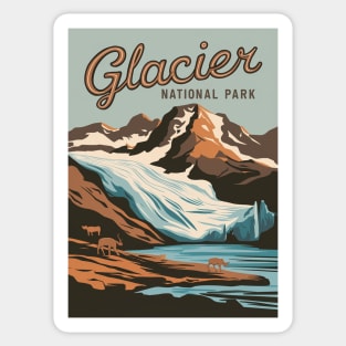 Glacier National Park Retro Vintage Travel Poster Sticker